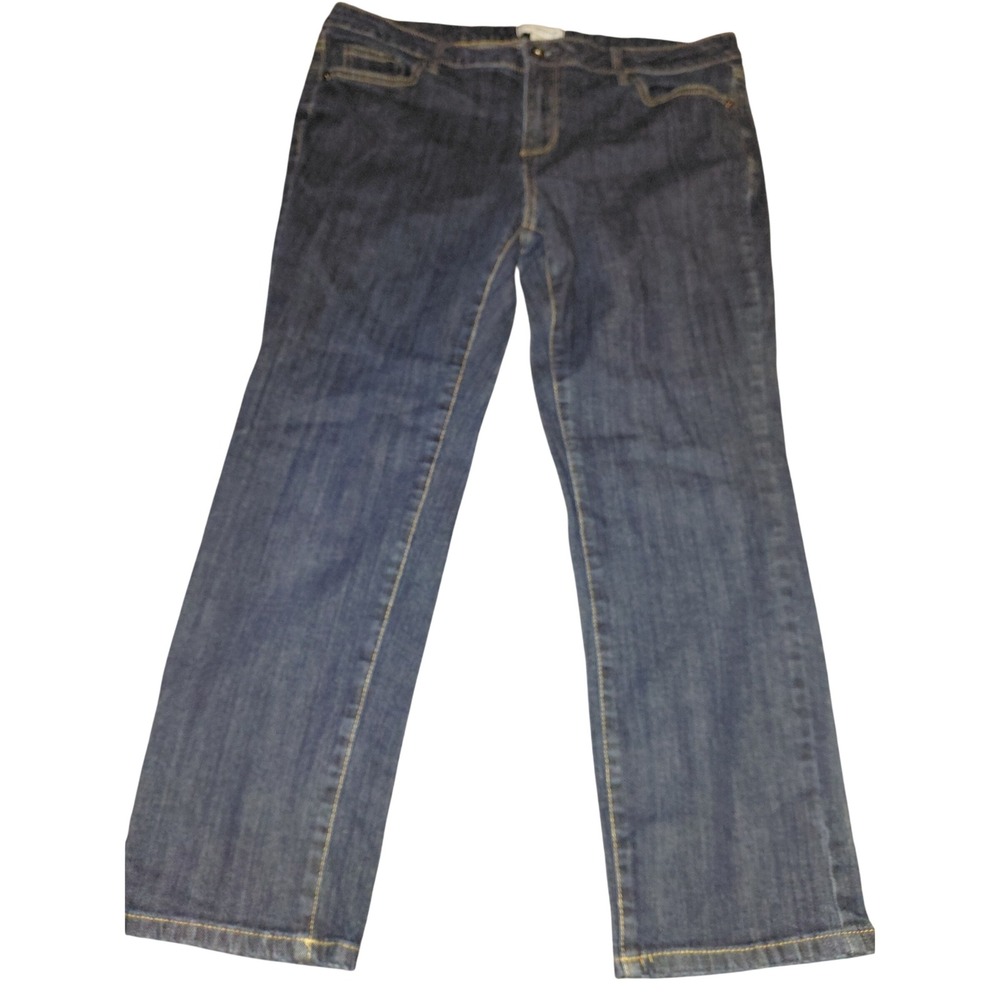 Liz Claiborne Petite Classic Straight Leg Jeans Dark Wash Blue Denim 14PS